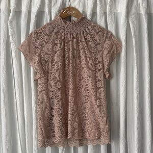 Adiva Delicate Lace Blouse in Soft Pink